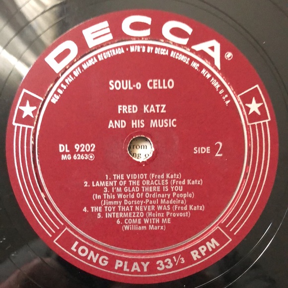 Fred Katz Soul-o Cello Vinyl Lp '58 - Picture 4 of 6